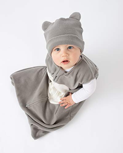 Cuddle Club Sacos de Dormir de Forro Polar para bebé – Pijama bebé Tipo Saco de Dormir - Pijama Manta bebé para recién Nacido-BearWBGrey/WhiteL