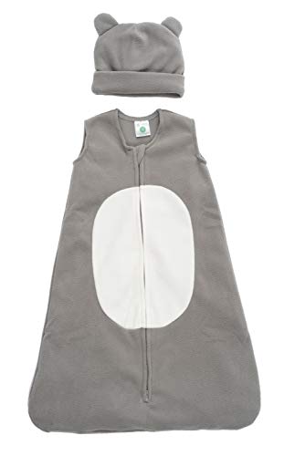 Cuddle Club Sacos de Dormir de Forro Polar para bebé – Pijama bebé Tipo Saco de Dormir - Pijama Manta bebé para recién Nacido-BearWBGrey/WhiteL