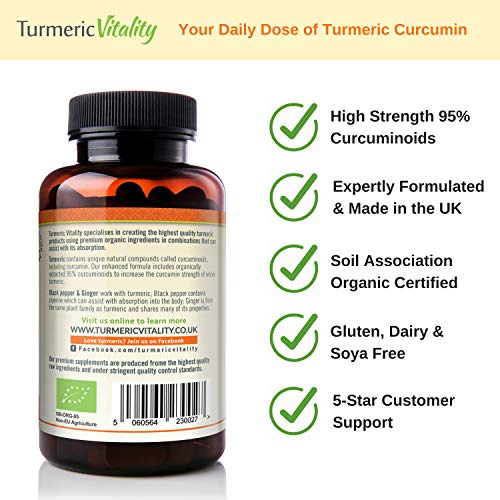 Cúrcuma Ecológica con Fórmula Curcumina 95% con Pimienta Negra y Jengibre para Máxima Absorción - 2130mg por porción