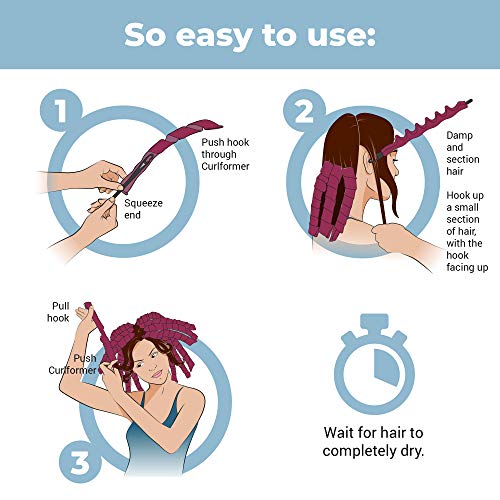 Curlformers - Set de 20 rizadores de pelo para rizos semiabiertos - No requieren calor - Con 1 aplicador - Para cabellos de hasta 35 cm (14") de largo