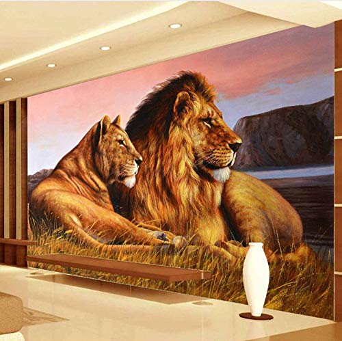 Custom Photo Wallpaper African Prairie Lion Sala De Estar Dormitorio Fondo Papel De Pared Decoración Pintura Animales Mural De Parede 3D (W)250x(H)175cm
