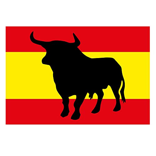 Custom Vinyl Bandera de España español Bull 3"(75 mm) Vinilo Parachoques Pegatinas, calcomanías x2