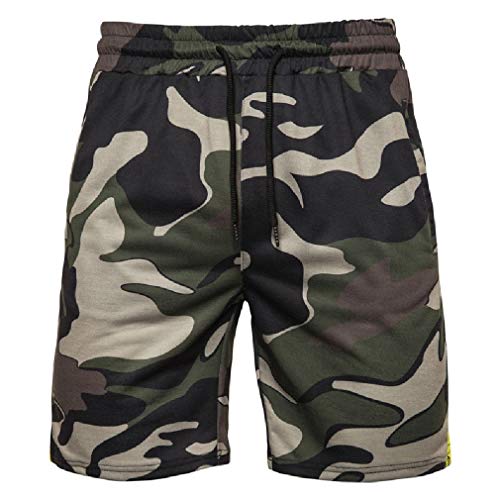 CuteRose Men's Active Relaxed Fit Straight Camouflage Color Short Pants AS3 S