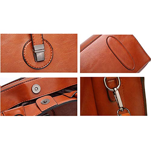 Czemo Bolsos de Mujer Bolsos de Hombro de Piel Bolso Tote Grande Bolso Bandolera de Cuero Retro Vintage Bolsa de la Compra