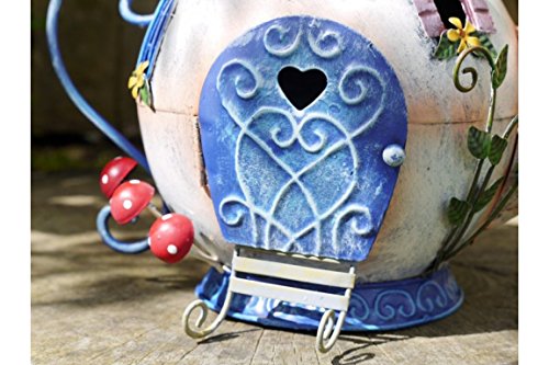 D Statues / Lawn Ornament Garden Fée Théière Maison Arbre Maison Jardin Ornement Elf en Métal Sculpture Home Decor Neuf Fairy Teapot House