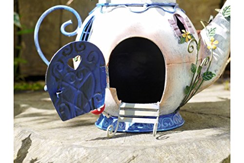 D Statues / Lawn Ornament Garden Fée Théière Maison Arbre Maison Jardin Ornement Elf en Métal Sculpture Home Decor Neuf Fairy Teapot House