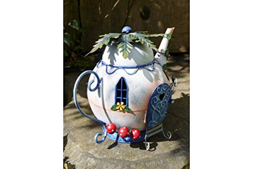 D Statues / Lawn Ornament Garden Fée Théière Maison Arbre Maison Jardin Ornement Elf en Métal Sculpture Home Decor Neuf Fairy Teapot House