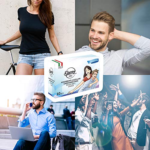 DacezPRO® Sobaqueras Sudor Hombre Mujer 100% Producto Italiano Unisex Antitranspirante Axilas Almohadillas Axilares Desodorante Viaje Anti Sudor Axilas Hiperhidrosis Compresas Sudor (40 unidades)
