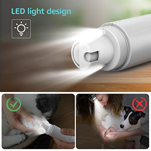 DADYPET Corta Uñas de Perro Lima de Uñas Electrico Perros Cortauñas Eléctrica para Mascotas con 1 Rueda de Molienda, Ultrasilenciosa,Dos Grados Velocidad Variable con Cable USB