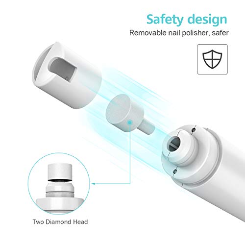 DADYPET Corta Uñas de Perro Lima de Uñas Electrico Perros Cortauñas Eléctrica para Mascotas con 1 Rueda de Molienda, Ultrasilenciosa,Dos Grados Velocidad Variable con Cable USB