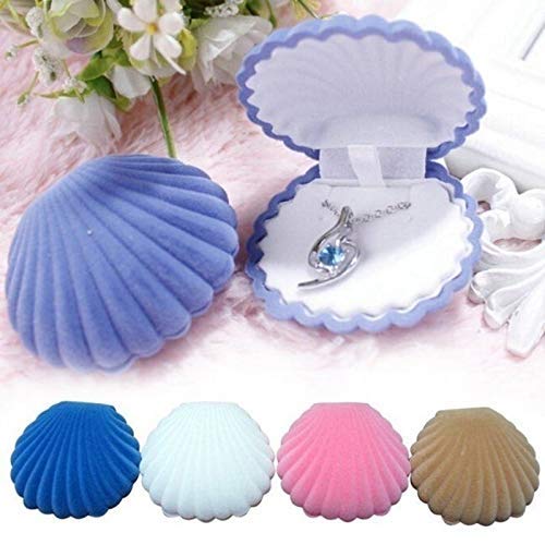 DAGUAI Maquillaje mar Shell Organizador Forma de Colores Terciopelo del sostenedor del Anillo Caja Pendiente Pendiente del Anillo de la joyería Caja de Maquillaje Organizador (Color : Apricot)