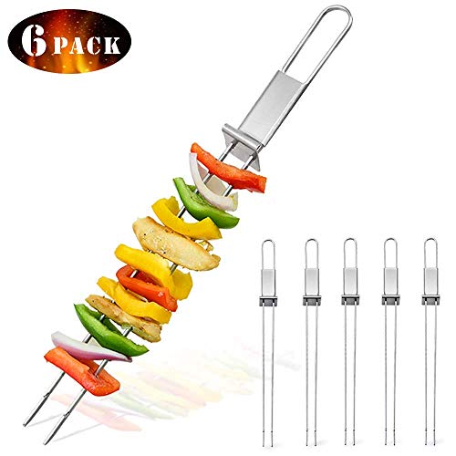Dailyart Brochetas para Barbacoa Brochetas para Asar de Acero Varilla 6 Piezas