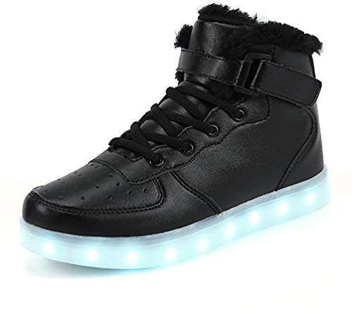 Dannto Zapatos luminosos de 7 colores con luz led para unisex-niños 2.5 Reino Unido Negro B
