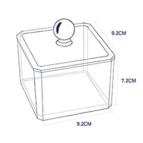 Daorier - Caja acrílica de almacenaje de bastoncillos, discos de maquillaje o cosmética, para todos tus cosméticos, Blanc-1, 9.2*9.2*7.2cm