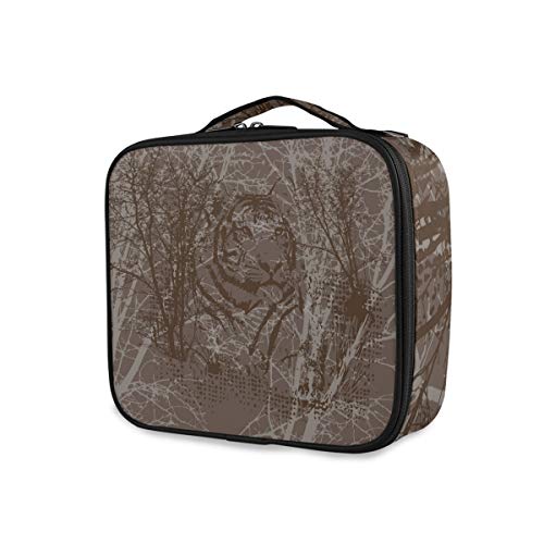 Dark Art Tiger Bolsa de Maquillaje Organizador de Cosméticos Portátil Estuche Mochila con Divisor Ajustable para Mujeres Niñas