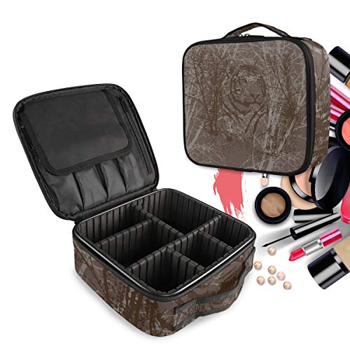 Dark Art Tiger Bolsa de Maquillaje Organizador de Cosméticos Portátil Estuche Mochila con Divisor Ajustable para Mujeres Niñas