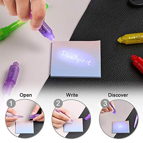 DazSpirit 14Piezas boligrafo de Tinta Invisible Y mágico de luz UV para mensajes secretos y fiestas Noticias Regalos Sencillas mágicas