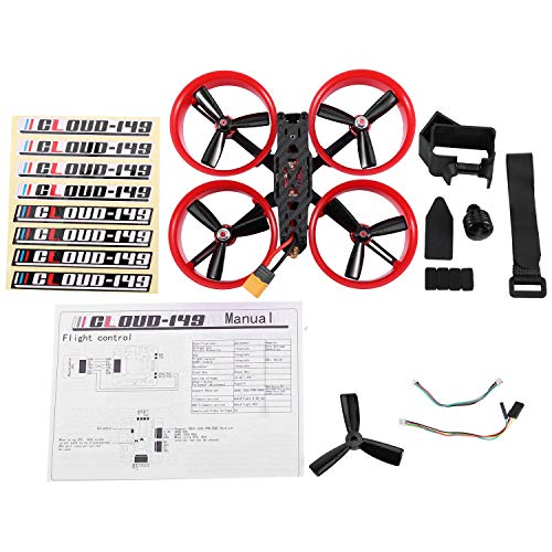 Dcolor 149Mm Fibra de Carbono de Alcantarilla de 3 Pulgadas una TravéS de Aeronaves FPV FotografíA AéRea Interior UAV Marco de 4 Ejes AnticolisióN y AnticolisióN PNP (Rojo)