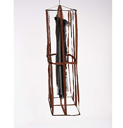 De miedoColgando del cráneo del parca en la jaula Los cadáveres de fantasmas Control de sonido Iluminará Ojos Decoración de Halloween de miedo Prop de la casa encantada