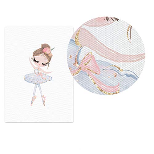 Dear Diary Store Lovely Baby Girl Rosa Ballet Pony Cisne de dibujos animados en lienzo para habitación de los niños, 4 – 33 x 48 cm, sin marco