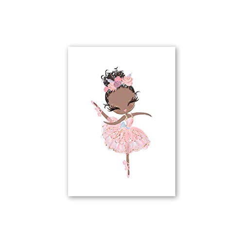 Dear Diary Store Lovely Baby Girl Rosa Ballet Pony Cisne de dibujos animados en lienzo para habitación de los niños, 4 – 33 x 48 cm, sin marco