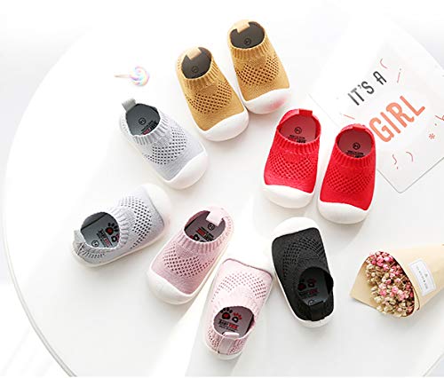 DEBAIJIA Bebé Primeros Pasos Zapatos 1-4 años Niños Niñas Infante Suave Suela Antideslizante Malla Transpirable Ligero 20 EU Rosa Claro (Tamaño de la etiqueta-17)