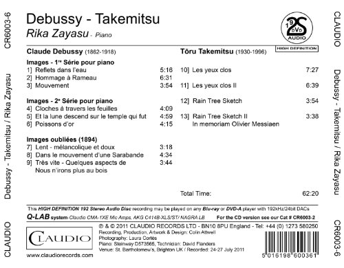 Debussy/ Takemitsu: Zayasu (Piano Music) (Rika Zayasu) (Claudio Records: CR6003-6) [DVD de Audio]