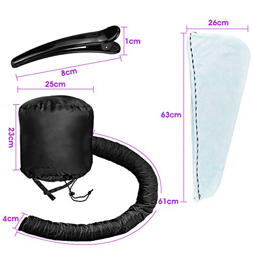 Decareta Casco para Secar el Pelo, Gorro Secador de Pelo de Viaje Capucha Casco Secador de cabello térmico Diámetro de la tapa 3.5-4.5 cm Secador de cabello para cabello rizado Conjunto de 6 piezas