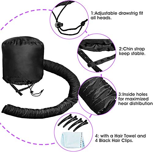 Decareta Casco para Secar el Pelo, Gorro Secador de Pelo de Viaje Capucha Casco Secador de cabello térmico Diámetro de la tapa 3.5-4.5 cm Secador de cabello para cabello rizado Conjunto de 6 piezas