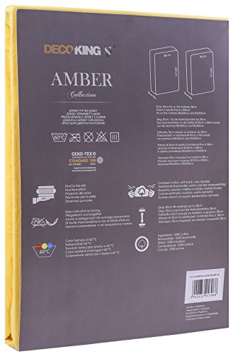 DecoKing 80x200-90x200 cm Sábana Bajera Ajustable 100% Algodón Jersey Naranja Amber Collection