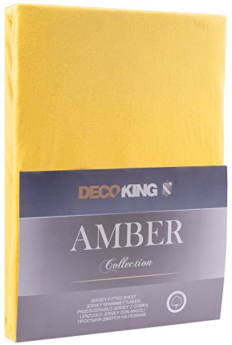 DecoKing 80x200-90x200 cm Sábana Bajera Ajustable 100% Algodón Jersey Naranja Amber Collection