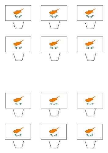 Decoración comestible para cupcakes de la bandera de Chipre, oblea de pie, 24 unidades