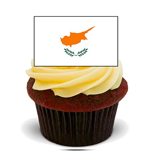 Decoración comestible para cupcakes de la bandera de Chipre, oblea de pie, 24 unidades