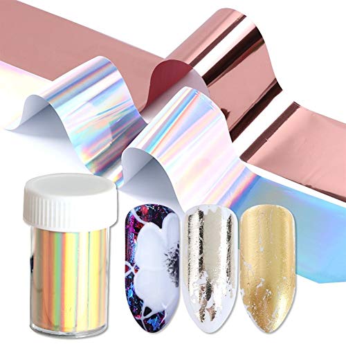 Decoración de uñas 1 Rollo De Esmalte De Uñas Pegatinas Mate De La Hoja De Transferencia Nails Estrellada Puro Adhesivo Adhesivos De Uñas De Arte Decoración (Color : Matte Gold)