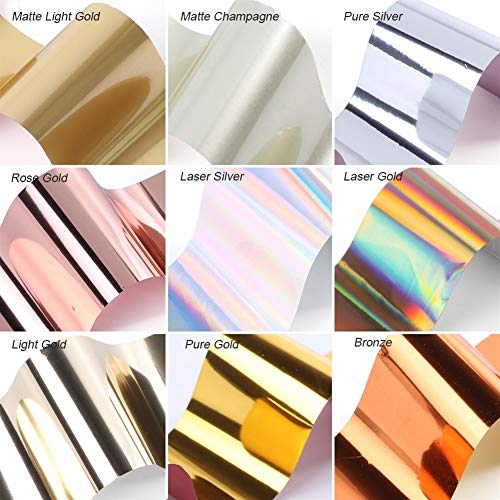 Decoración de uñas 1 Rollo De Esmalte De Uñas Pegatinas Mate De La Hoja De Transferencia Nails Estrellada Puro Adhesivo Adhesivos De Uñas De Arte Decoración (Color : Matte Gold)