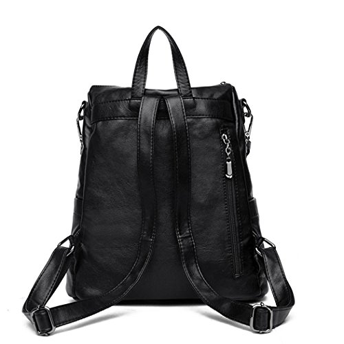 DEERWORD Para mujer Bolsos mochila Bolsos bandolera Carteras de mano Mochila escolar Bolsa para portátil Cuero Fekete