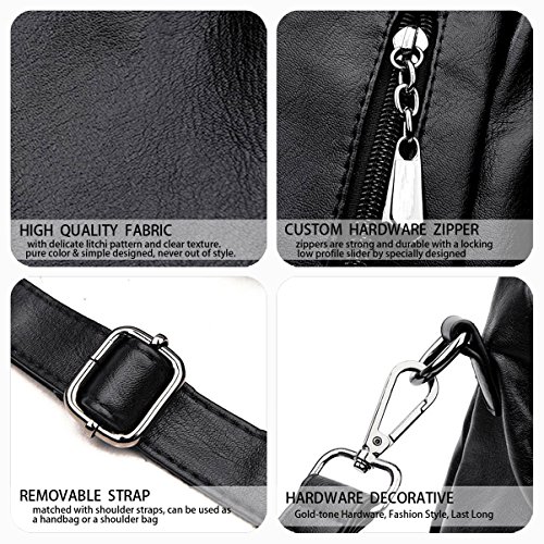 DEERWORD Para mujer Bolsos mochila Bolsos bandolera Carteras de mano Mochila escolar Bolsa para portátil Cuero Fekete