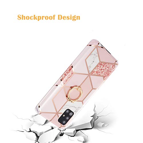 DEFBSC - Carcasa para Samsung Galaxy A51, diseño de mármol, con anillo de 360 grados, función atril, antiarañazos, a prueba de golpes, suave TPU para Samsung Galaxy A51, color rosa