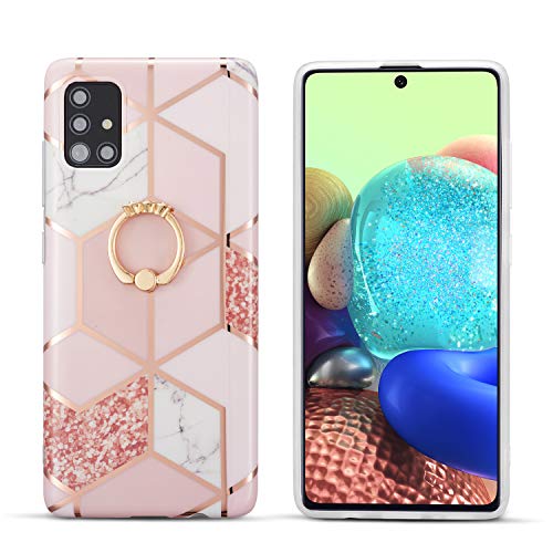 DEFBSC - Carcasa para Samsung Galaxy A51, diseño de mármol, con anillo de 360 grados, función atril, antiarañazos, a prueba de golpes, suave TPU para Samsung Galaxy A51, color rosa