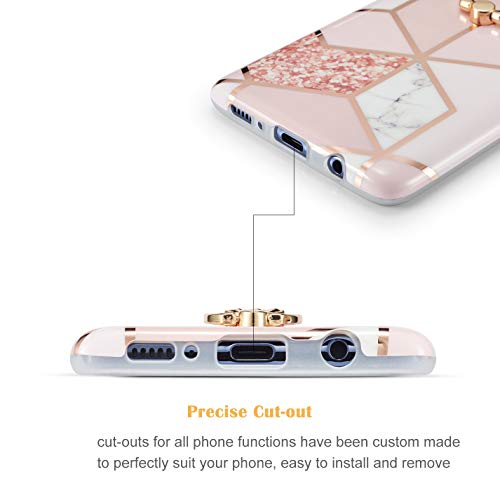 DEFBSC - Carcasa para Samsung Galaxy A51, diseño de mármol, con anillo de 360 grados, función atril, antiarañazos, a prueba de golpes, suave TPU para Samsung Galaxy A51, color rosa