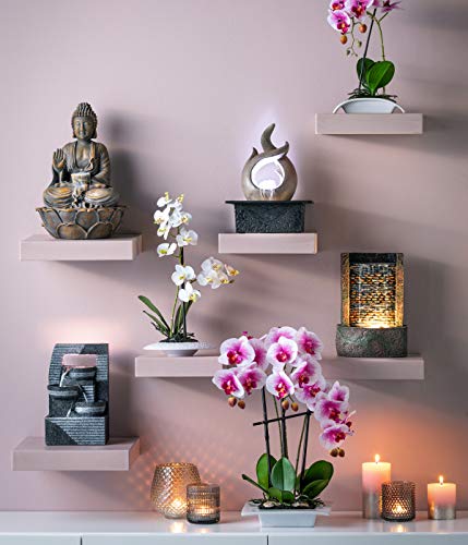 Dehner Girona - Fuente para habitación con iluminación halógena, Aprox. 25 x 17 x 11,8 cm, polirresina, Color Gris