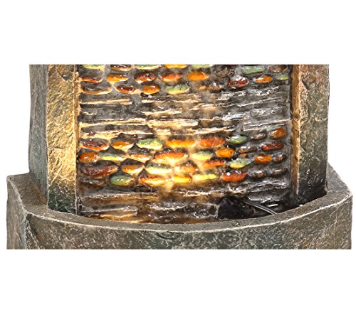 Dehner Girona - Fuente para habitación con iluminación halógena, Aprox. 25 x 17 x 11,8 cm, polirresina, Color Gris