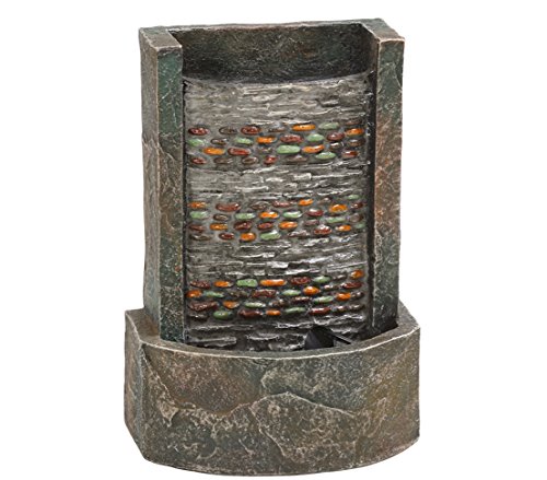 Dehner Girona - Fuente para habitación con iluminación halógena, Aprox. 25 x 17 x 11,8 cm, polirresina, Color Gris