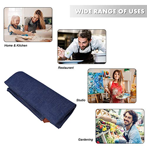 Delantal Cocina Demin Jean de Trabajo para Hombre y Mujer Camarero, Delantales justable con Bolsillos para Herramientas para Cocinar Cocina, Jardín, Restaurante, Cafetería, Azul Vaquero