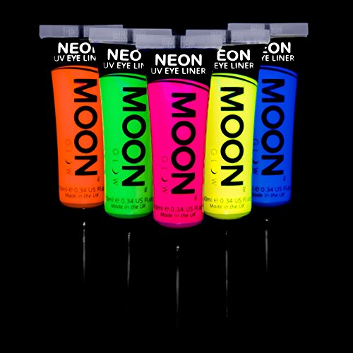 Delineador UV de neón  10ml Set de 5 colores  - produce un brillo increíble bajo la iluminación/retroiluminación UV!