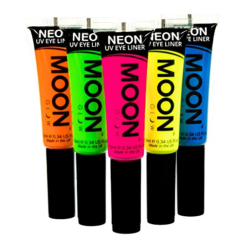 Delineador UV de neón  10ml Set de 5 colores  - produce un brillo increíble bajo la iluminación/retroiluminación UV!