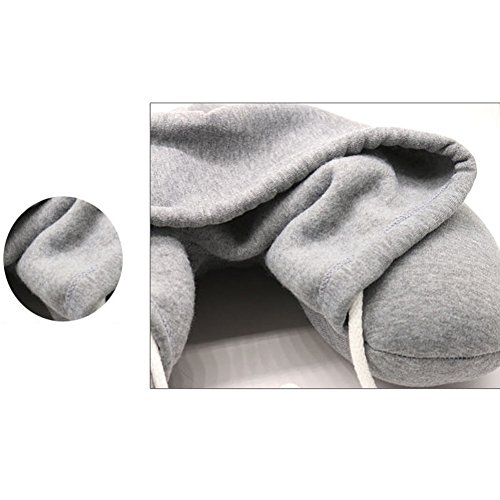 Delleu Sudadera con Capucha Travel Neck Pillow U en Forma de Almohadas de Cuello de Espuma de Memoria para Viajar Sleeping Pillow with Drawstring Desmontable Hat Pillow