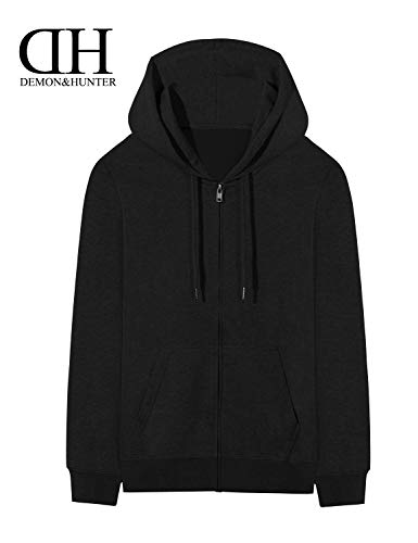 Demon&Hunter LM2 Seire Sudadera con Capucha Crenallera Hombre Terry Francés Capucha Negro DLM3006B-XXL