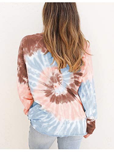 Derrick Aled(k) zhuke SuéTer Largo para Mujer Primavera Y OtoñO Casual Irregular Tie-Dye Estampado Cuello Redondo Top para Mujer