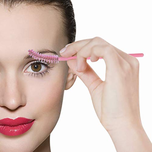 Desechable Pestañas Cepillo ZSWQPlastico desechable rosa Cepillos para Pestañas y Cejas para Pestañas Extensión Ceja y Maquillaje Color Rose